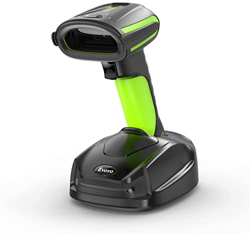 Eyoyo 2D QR Industrie Barcode Scanner Kabellos mit Kabelloser Ladeständer, Robuster, Strapazierfähiger, IP65 Wasserdichter 3-in-1 Barcodeleser mit Bluetooth, Wireless, USB für Laptop,Tablet, Android