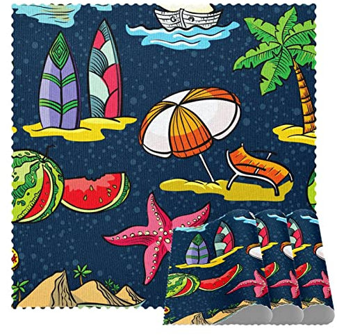 Sommer Strand Surfbrett Seestern Wassermelone Tischsets, 1er-Set, für Esstisch, waschbar, rutschfest, Tischset für Weihnachten, Feiertage, Geburtstag, Party, Tisch