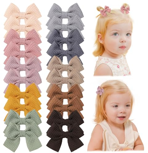 Jollybows 20 Stück Baby Mädchen Haarschleifen, 2 Zoll / 5 cm Haarspangen Haarklammern Haarclips Spangen Baby Haarschmuck für Mädchen Kinder Teenager Damen (Dunkle Farbe)