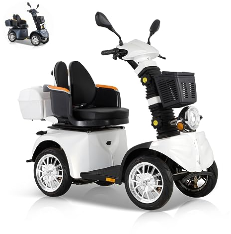 ZVGREEN-DJ(x)-1000-S25-Elektromobil-Mobilitätsroller mit 4 Rädern-Seniorenmobil-max. Belastung 225 kg-Elektroroller mit sitz 360° drehbar-3-Gang-geräumiger Stauraum-Weiss