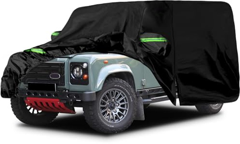 Autoabdeckung Wasserdicht Ersatz für Land Rover Defender 110 1990-2016 | Vollgarage Autoplane Outdoor Abdeckung für Regen Schnee Sonne Staub UV Schutz, Winddicht Auto Abdeckplane Winter & Sommer
