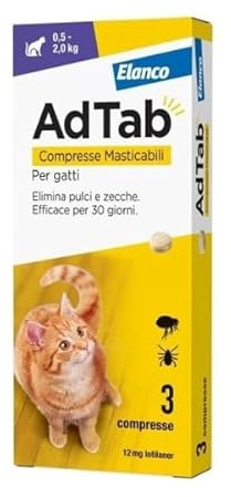 AdTab Compresse Masticabili per gatti da 0,5-2,0 Kg - 3 compresse