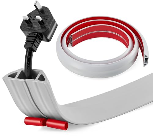 CREWORKS 1.8M Canalina Passacavi Pavimento a 3 Canali, Canalina Passacavi Calpestabile Adesiva, PVC Canalina Flessibile per Cavi Elettrici per Casa, Officina, Magazzino, Concerto, Grigio