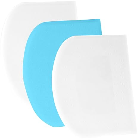 SURDOCA Dough Scraper Bench Scraper - 3P 4.7x3.7 Plastic Flexible Bowl Scraper, Sharp Edge & Angles Cake Scraper. Non-Slip Bakeware Decorating Tools Sculpting & Modeling Tools - White+Blue+White