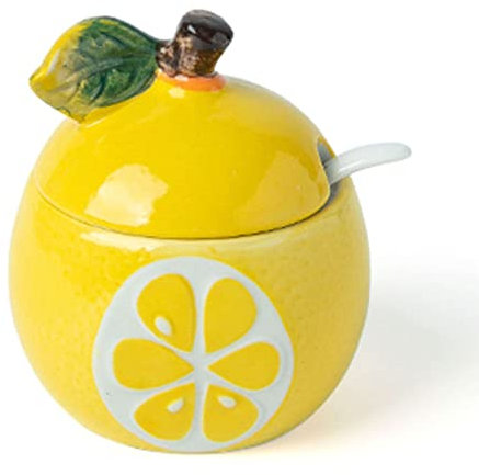 OUSIKA Azucarero, bote de condimento, azucarero de frutas con tapa y cuchara, botes de azúcar de café de cerámica coloridos, tarro de especias for recipiente de azúcar, bote de condimento for salero,