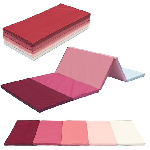 Klappbare Turnmatte, ca. 185 x 76 x 3,2 cm, tragbar, faltbar, Weichbodenmatte, Gymnastikmatte, Fitnessmatte, Yogamatte, Spielmatte für Kinderzimmer und zuhause (pink)