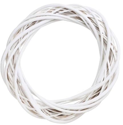 Weidenkranz -Dekor, weiße Rattankränze, 20 cm Weihnacht Rattan Ring Ring natürlicher Kranzrahmen für DIY Bastelvordertür Dekor Weiden Springkränze für Weihnachtsferiendekoration