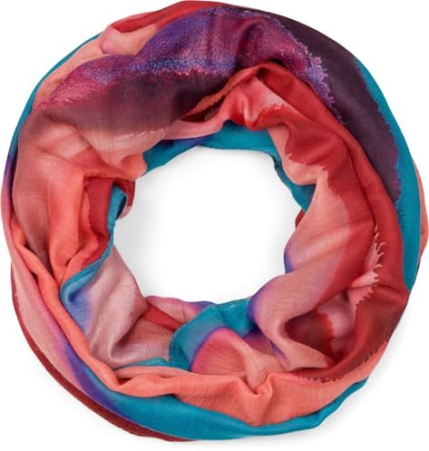 styleBREAKER Damen Loop Schal Aquarell Farbverlauf Viskose | Weicher Rundschal für Frühling und Sommer. 2- bis 3-mal flexibel um den Hals wickelbar. Kratzfrei, luftig und formstabil.