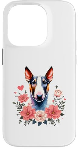 Custodia per iPhone 14 Pro Roses Flowers Miniature Bull Terrier Mini Bull