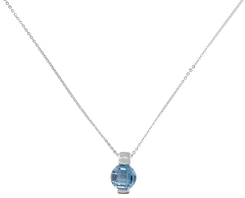 MILOR - Collana Donna con Ciondolo; Collana Girocollo in Argento con Pendente in Pietra Azzurra; Regalo Compleanni, Anniversari, Festa Donna, Festa Mamma