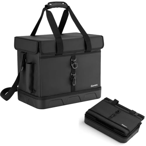 Gonex Fishing Tackle Bag with Live Fish Storage for Caught Fish Waterproof Removable 3700 Box Bag Freshwater Saltwater Tackle Box Organizer(Black)
