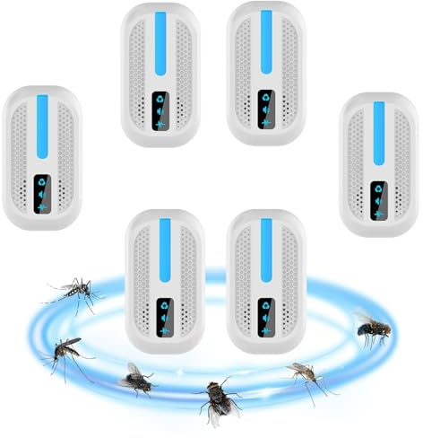 6 Stück Ultraschall Schädlingsbekämpfer - Upgraded Ultrasonic Pest Repeller, Mäuse Vertreiben, Ideal für Insektenabwehr, Gegen Mücken, Effektiv Ameisen Ultraschall, Spinnen Abwehr