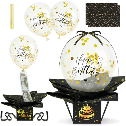 OFFCUP Scatola Regalo Soldi a Sorpresa con Palloncino Confezione Regalo Soldi Creativa Explosion Box Scatola Sorpresa Scatola Porta Soldi per Regalo per Compleanno Matrimonio Battesimo