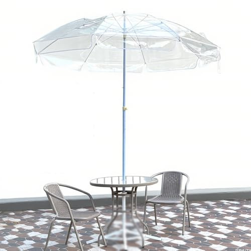 ZYXQQJ Grand Parapluie Transparent Imperméable 240cm Parasol De Jardin Coupe-Vent Parasol De Terrasse Hauteur Réglable Parasol De Marché en PVC