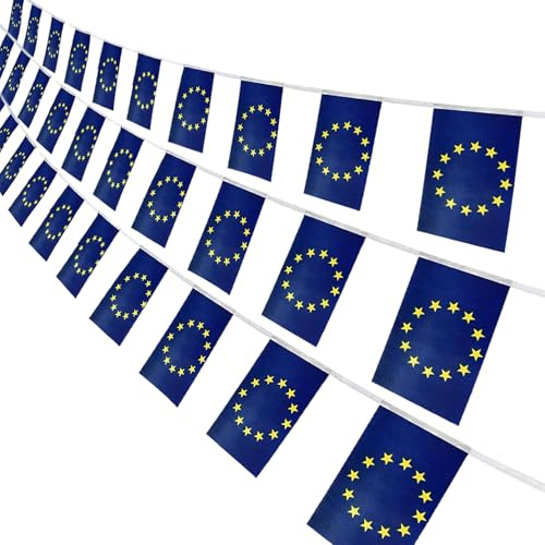 Guirlande Drapeau Europe,Union Européenne Petits Drapeaux,Drapeaux De L'union Européenne,Pavillon Européen Union Européenne,6 Mètres Avec 20 Fanions Européen,14x21 cm