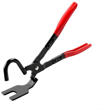 Pinza per gancio di scarico, 30 cm, in acciaio al carbonio, per la rimozione di auto, garage, officina, con manico ergonomico in PVC, rosso/nero (rosso)