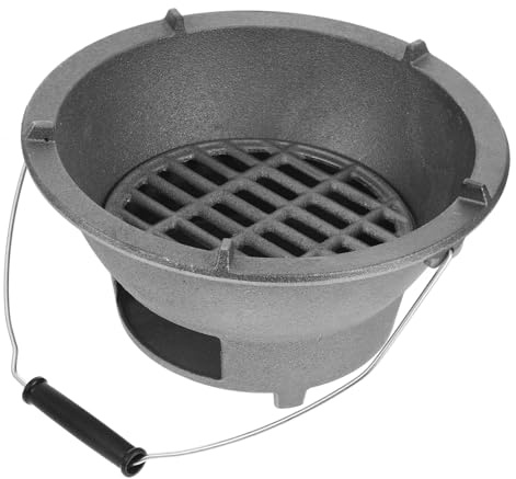 Gatuida Réchaud Barbecue à Charbon De Bois En Fonte, Gril Portable De Grosse Taille Pour Cuisson En Extérieur, Barbecue De Table Multifonction, Poêle à Charbon Résistante Pour Jardin Et Camping