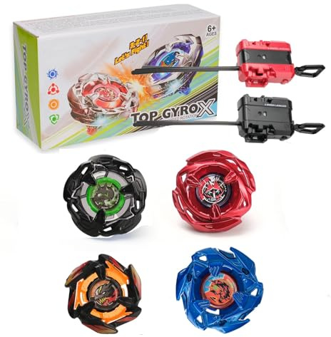 Set Battle X Gryo, 4 trottole da combattimento, 2 lanciatori
