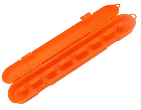 Vikye Kettensägen-Aufbewahrung, Universeller Tragbarer Sägeketten-Halter für Alle Ketten Bis zu 20-Zoll-Sägeblätter, Sägeketten-Tragekoffer mit Großem Fassungsvermögen (ORANGE)