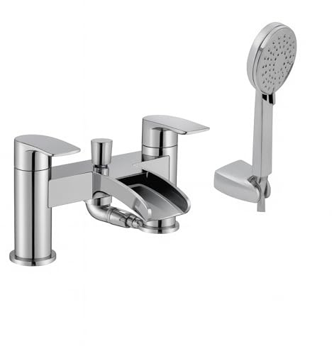 Cascada - Miscelatore per vasca e doccia, cromato, con doccetta e deviatore, design moderno