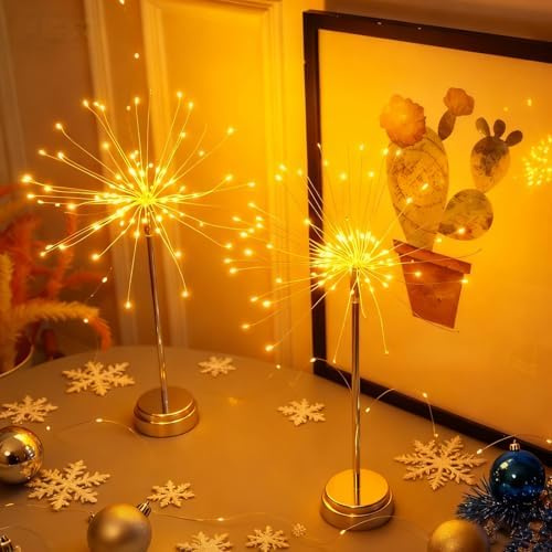 Luci da tavolo a forma di nido e fiori, 2/4 mini luci da tavolo Starburst, 2026 nuove lampade a forma di dente di leone, luci natalizie a LED per fuochi d'artificio, centrotavola per banchetti per