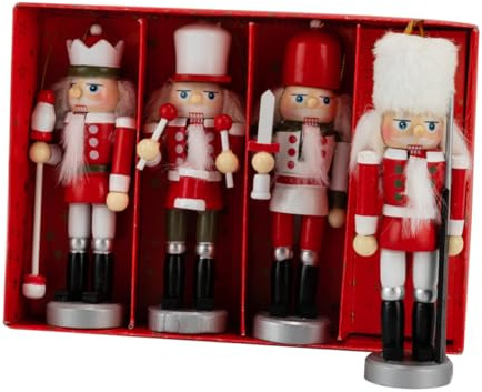 BESPORTBLE Set 4 Pezzi Schiaccianoci Soldato in Legno Vernice Ecologica Decorazioni Natalizie da Appendere e Ornamenti da Tavolo per Soggiorno e Festa di Natale