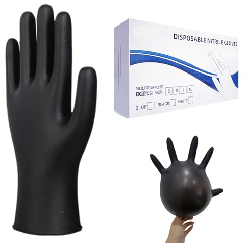 Matame Einweghandschuhe,100 Stück Gummihandschuhe,Nitrilhandschuhe,Kochhandschuhe,Küchenhandschuhe für Küche, Reinigung (Schwarz, L)