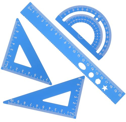 Alipis Set Righello Triangolare in Alluminio 20 CM Goniometro Professionale e Strumenti di Disegno per Studenti Architetti e Ingegneri – Kit Portatile di Misurazione per Ufficio e
