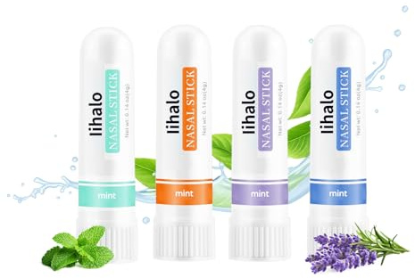Inhalo Nasal Stick, 4 Stück Inhalierstift für die Nase, Nasenstick, Nasen Stick, Lindert Verstopfte Nase, Verbessert die Atmung, Steigert die Konzentration, für Arbeit, Studium oder Reisen (4 Set)