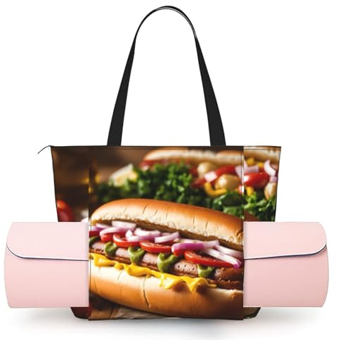 EdWal Food Pattern Funny Print Womens Gym Bag Yoga Mat Bag Tote Bag with Zip Sports Bag Holdall Bag Shopping Bag Travel Bag