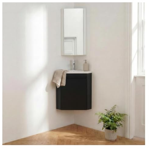 MOB-IN Ensemble Lisa Lave-Mains d'angle Suspendu, Vasque, Robinet et Armoire