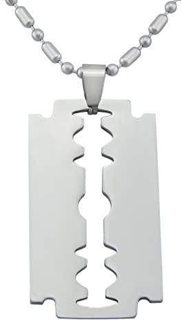 Hanessa Schmuck für Männer Rasier-klinge Messer Anhänger Herren Halskette Edelstahl-Kette in Silber Geschenk zu Weihnachten für den Freund/Ehe-Mann/Männer
