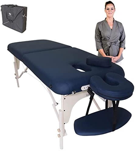 Bodypro Deluxe Leichte tragbare Massageliege – Schaumstoff mit hoher Dichte, integriertes Atemloch/einstellbares Gesicht, Tragetasche + Zubehör inklusive – Schwarz