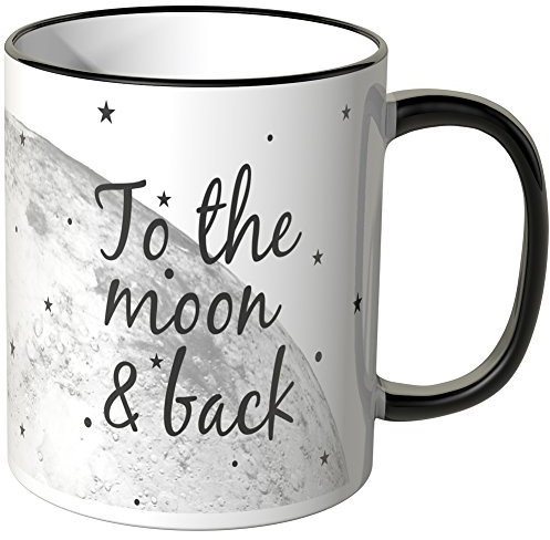 WANDKINGS® Tasse, Schriftzug „to The Moon & Back“ - SCHWARZ