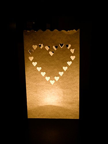 Candle Bags UK Candle Luminary Bags (Pack of 10) - Large Heart Design