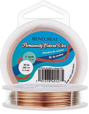 BENECREAT 20Gauge(0.8mm) Tarnish Resistant Copper Wire Jewelry Beading Wire, 10M/11Yard