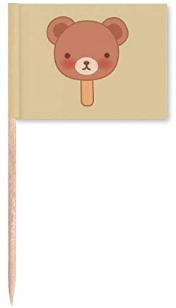 Caricatura oso helado palillos de dientes banderas de palillo de dientes para decoración de fiesta
