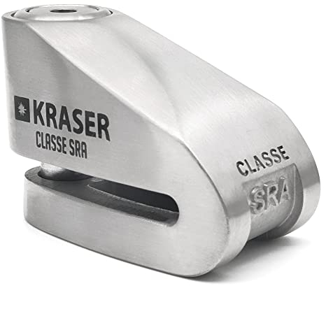 KRASER KR114S Bremsscheibenschloss mit SRA Zulassung, Motorrad Diebstahlsicherung, 14mm Doppelverschluss, 3 Schlüssel + Erinnerungskabel, Rostfreier Stahl, 14 mm