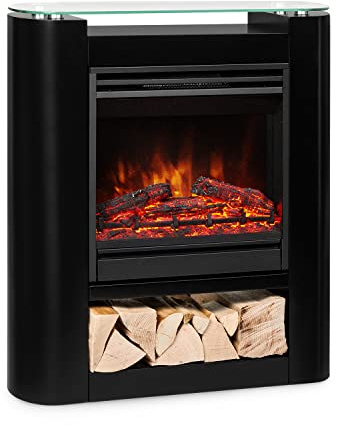 Klarstein Chimenea Electrica Pared, Estufa sin Leña de Interior, Chimeneas Electricas Decorativas 1800W, Llama LED, Chimenea Decorativa Falsa, Mando a Distancia, Temporizador, con Efecto Real Troncos