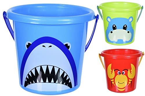 Celino® Pack of 3 Medium Kids Beach Water Buckets With Handle Sand Summer Outdoor Garden