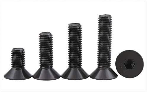HUFFA Kohlenstoffstahl Senkkopf M4 M5 M6 M8 M10 Schrauben Bolzen Schwarze Flachkopfschrauben Innensechskantschrauben (Size : M5X18 80pcs)