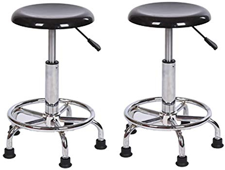 Hocker auf Rädern, Werkstatt-Linie, Arbeitshocker, glatter Anti-Aging-Dämpfer, Klinik-Labor, Mini-Arbeitsstuhl, 47-57 cm (Farbe: Schwarzx2)