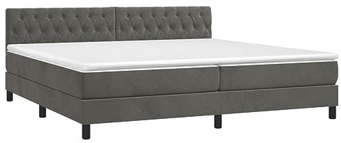vidaXL Boxspringbett mit Matratze LED Bett Bettgestell Doppelbett Polsterbett Hotelbett Bettrahmen Lattenrost Schlafzimmerbett Dunkelgrau 200x200cm Samt