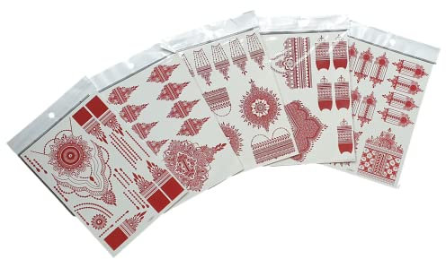 Fat-catz-copy-catz 2x Sheets Ladies Redish Brown Wedding Mehndi Henna Eid Festival Celtic Temporary Tattoos For Hands & Fingers