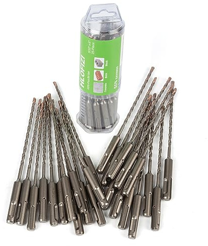 HLOFIZI 5/32 x 6” SDS Plus Hammer Drill Bits 25 Pack, 5/32 inch Masonry Drill Bits Carbide Tipped for Concrete, Brick, Block, Stone