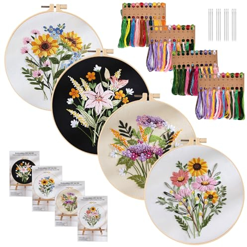 SUNOYA Ricamo Starter Kit, Set da Punto Croce per Principianti, Adulti e Bambini