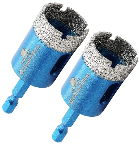 Diamantbohrer 25mm, BRSCHNITT Sechskant-Schaft Diamant Lochsäge Bohrer Set für Feinsteinzeug Keramik Stein Granit Marmor,Sechskantschaft Trockenbohren Diamant Kernbohrer Set(2pcs)
