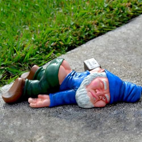 ZHjuju Statua di Gnomo da Giardino Esterno,Mini Statua Nani da Giardino in Poliresina Statuetta da Giardino Ubriaco Nano Statua Decorativa da Giardino per Decorare Giardino Tavolo da Pranzo Festa