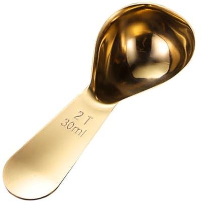 Shienfir Long-lasting Measuring Spoon 15/30ml Coffee Stainless Steel Short Handle Food Grade Scoop for Precise Scale Measurement of Milk Powder Liquid Golden 30ML
