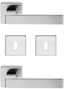bricoleva.it Maniglie Porta Interna in Cromo Satinato Disponibile in più Varianti vendute in coppia - Maniglia Quadrata Cromo Satinata per Porte (Grace)